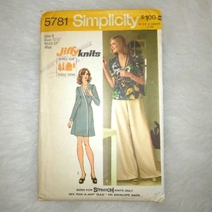 Simplicity 5781 Misses Short Dress Blouse Wide-leg Pants, size 8, vintage